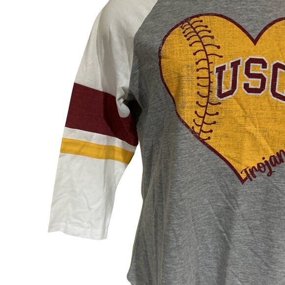 NEW USC Trojans Colosseum Athletics Gray Scoop Neck 1/2 Sleeve Shirt Women's M - Picture 2 of 6